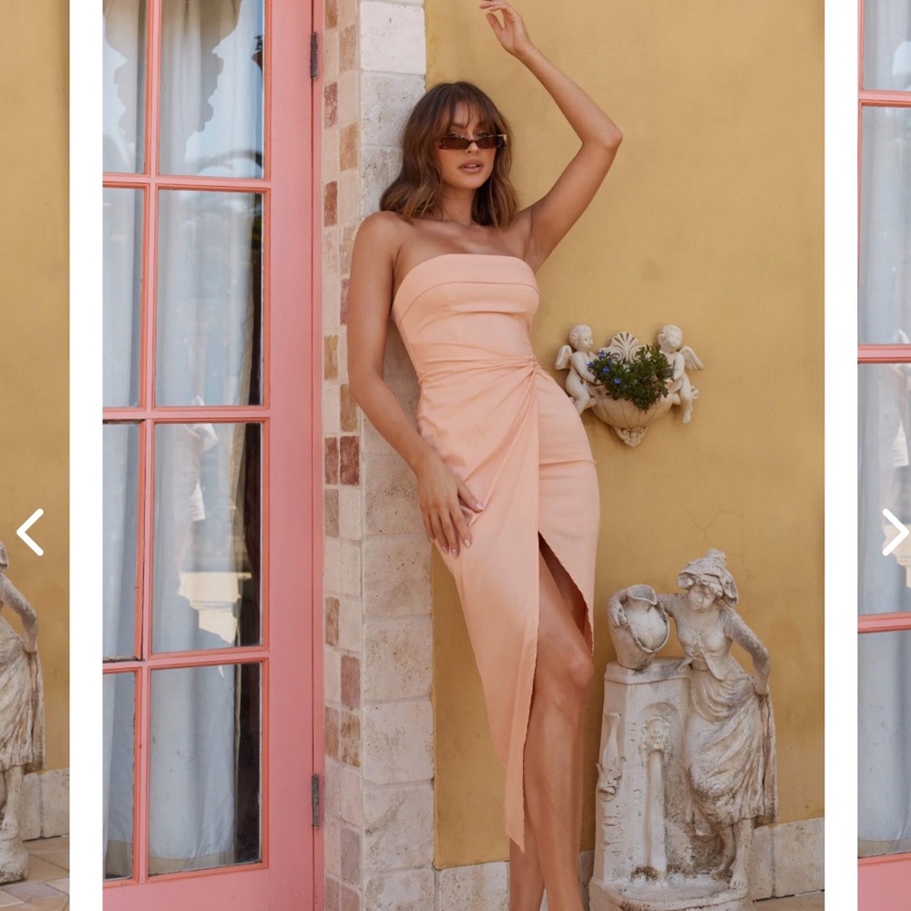 SELFIE LESLIE superdown UPRICHARD revolve peach pastel ORANGE DRESS polly pq Mx